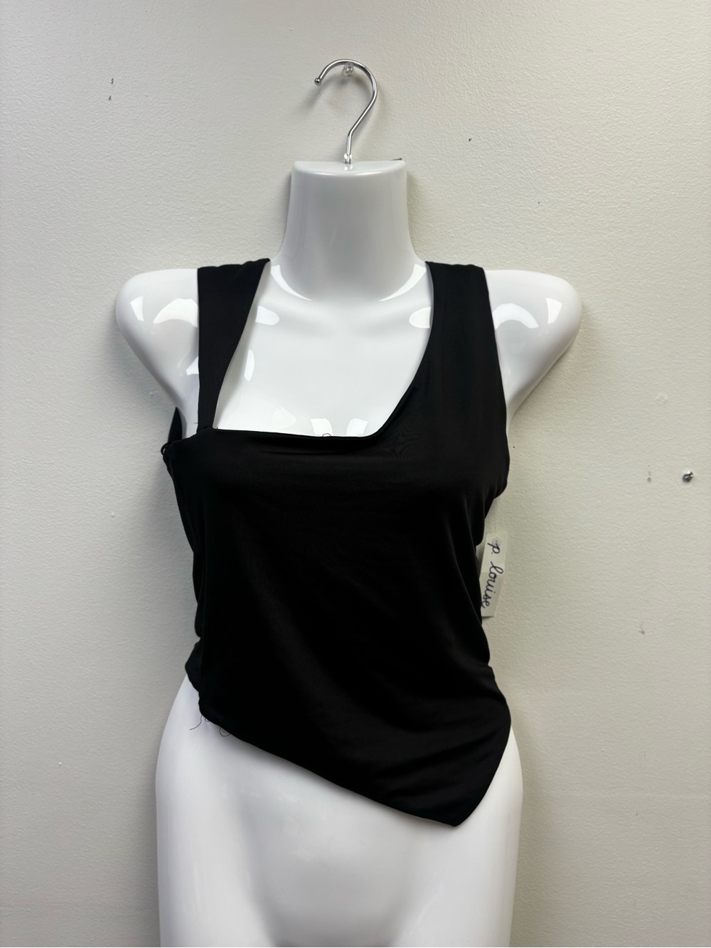 Black Asymmetric Cutout Tank Top
